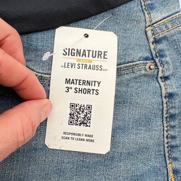 NWT- Sz S Maternity- Levi's Signature Gold Mid-Rise Rolled Hem 3" Shortie Shorts - Picture 8 of 11